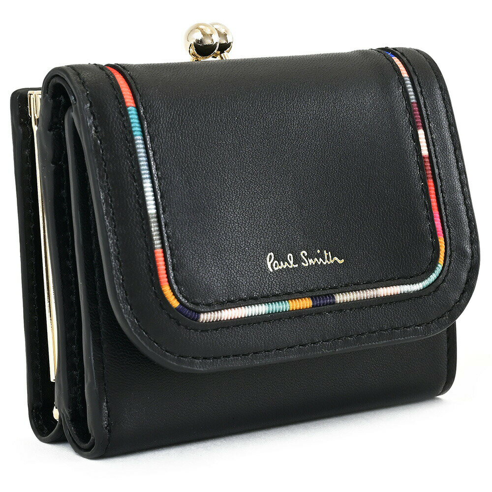 楽天インスピレーションポールスミス 財布 三つ折り財布 がま口財布 黒（ブラック） Paul Smith bpw284-10 レディース 婦人 ギフト 定番 彼氏 彼女 プレゼント