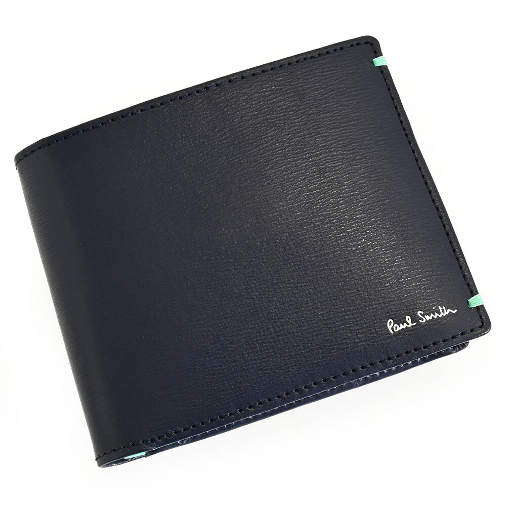 ポールスミス 財布（メンズ） ポールスミス 財布 二つ折り財布 カード入れ付き 紺(ネイビー) Paul Smith psc185-30 メンズ 紳士 ギフト 定番 彼氏 彼女 プレゼント