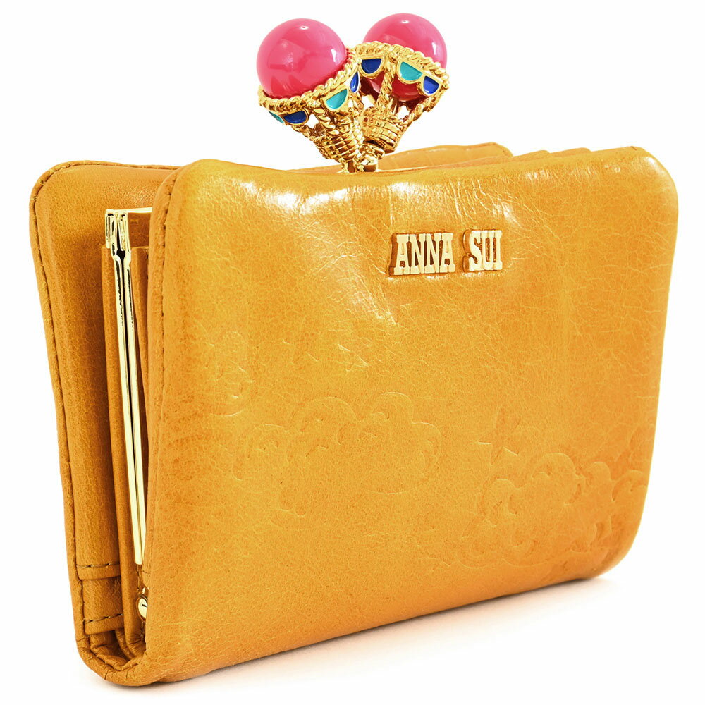 展示品箱なし アナスイ 財布 二つ折り財布 がま口財布 マスタード ANNA SUI 316102-65 レディース 婦人