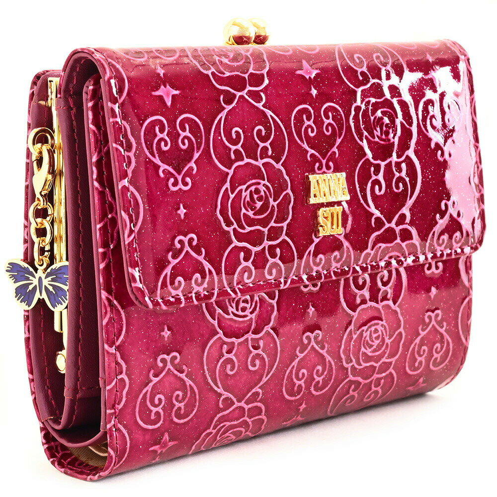 アナスイ 財布（レディース） アナスイ 財布 二つ折り財布 がま口財布 ワイン ANNA SUI 316916-94 レディース 婦人 ギフト 定番 彼氏 彼女 プレゼント