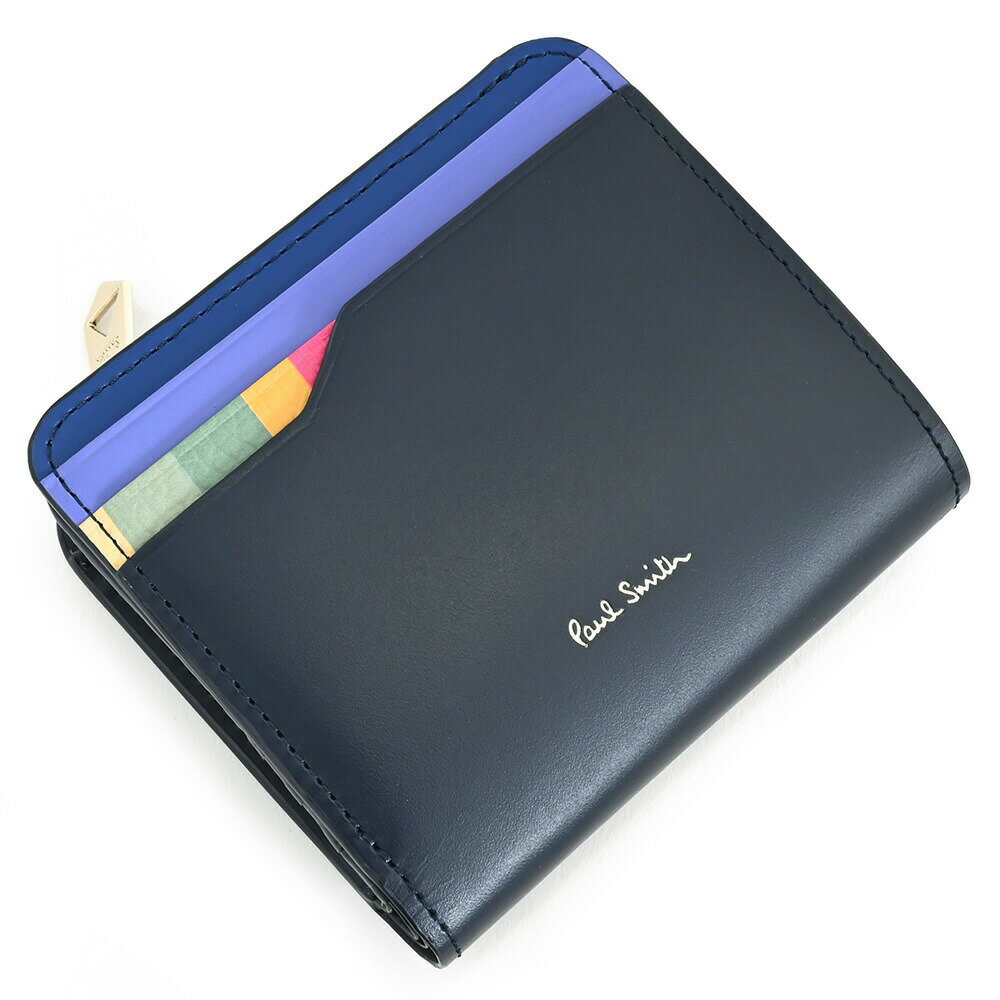 楽天インスピレーションポールスミス 財布 二つ折り財布 L字ファスナー 紺（ネイビー） Paul Smith bpw332-31 レディース 婦人 ギフト 定番 彼氏 彼女 プレゼント