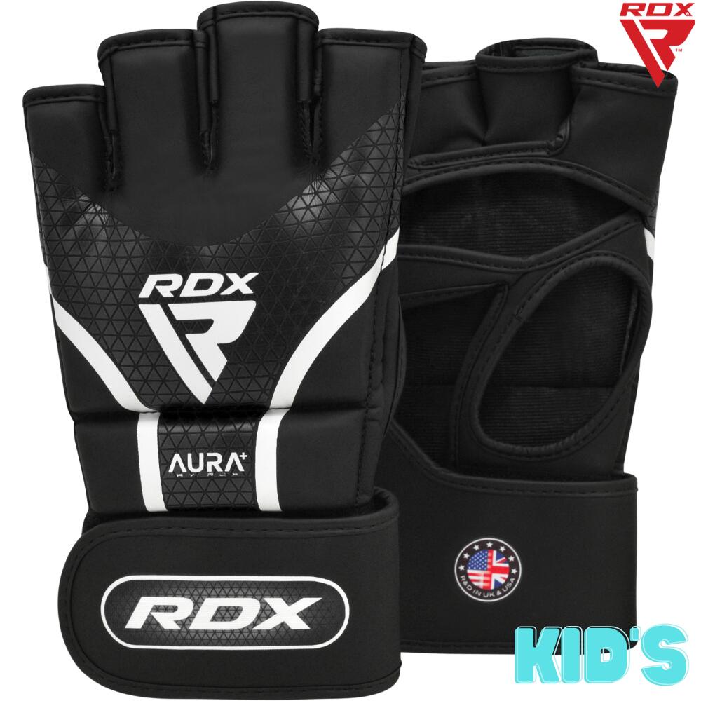 ＼30%OFF スーパーセール／RDX オープンフィンガーグローブ 子供用 AURA+シリーズ 左右セット 2個入り 格闘技 MMA 空手 ボクシング 総合格闘技 ジム トレーニング キッズ ジュニア こども オープンフィンガー グラップリング ブラック 黒 T17 あす楽 送料無料