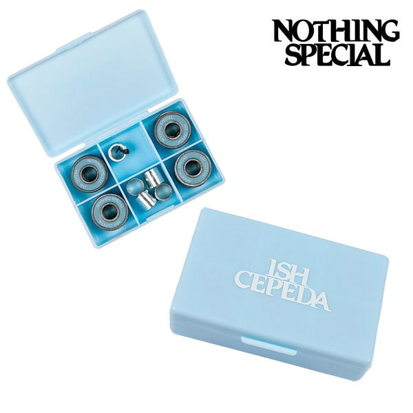 商品詳細 【NOTHING SPECIAL｜Ish Cepeda BEARINGS】 Diego Najeraが手掛けるブランドNOTHING SPECIAL。 カラー：lightblue 使用：オイルタイプ ＊1set/8個入りの価格です。 &nbsp; 在庫に関して 当店販売商品は実店舗と在庫を共有しております。また、メーカーからのお取り寄せでのご用意となる商品もございます。お申し込み頂きました商品が、「販売終了/在庫完売」等でご用意ができない場合もございます。 その際はキャンセルのご連絡をさせて頂く事もございます。予めご了承ください。 画像に関して 掲載しております画像はサンプル画像となります。お手持ちのディスプレイや周辺機器の設定により実商品と色合い等に若干誤差が生じる場合がございます。