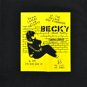 【DOOM SAYERS】BECKY FLYER Tee カラー：black ドゥームセイヤーズ Tシャツ 半袖 スケートボード スケボー SKATEBOARD