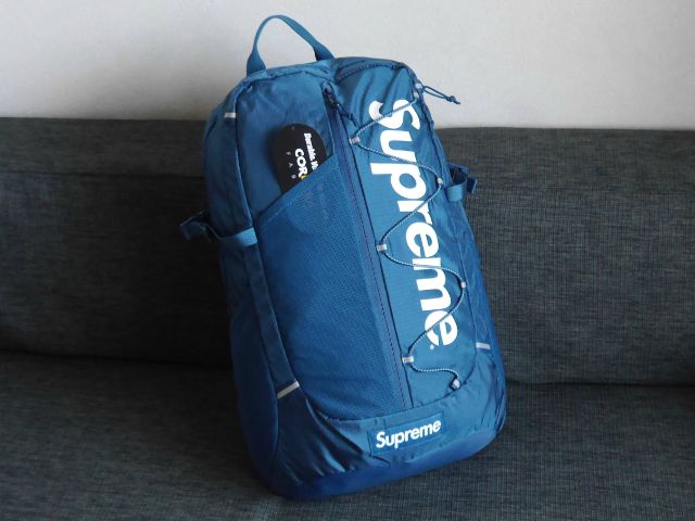 SUPREME(シュプリーム) Backpack 200D Cordura Ripstop Nylon Teal Blue(バックパック デイパック リュック 200Dコーデュラ リップストップナイロン 紺ネイビー青ブルー) 2017年春夏モデル(2017SS) Box Logo(ボックスロゴ)【中古】