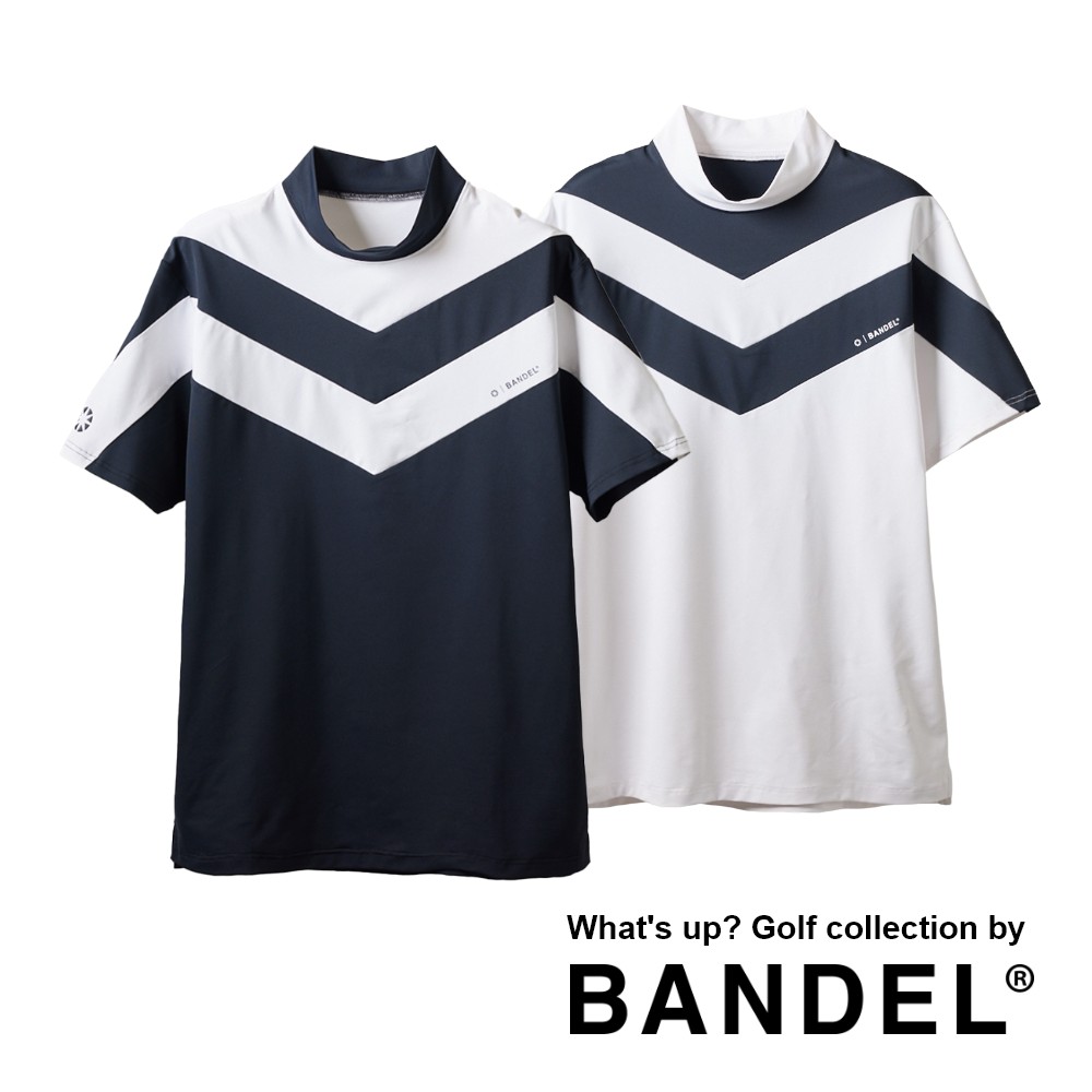 【レビュー特典】BANDEL バンデル ゴルフウェア Tシャツ V SWITCH S/S MOC SHIIRTS BGI-3SVMC メンズ トップス Tシャツ 半袖 モックネック インナー 吸汗 速乾 UVカット 消臭 V ライン ロゴ バイカラー