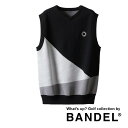 【超PB祭10%Off】【レビュー特典】BANDEL バンデル ゴルフウェア ベスト WOMENS SWITCH V NECK KNITVEST BGI-W3SSKVレディース トップス ブイネック ニット ジャガード 素材 切り替え 重ね着 スポーティー