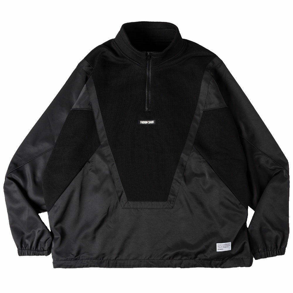 【着後レビューでBANDELグッズ！】BANDEL バンデル ジャケット MIX FABRIC PULLOVER JKT BG-NCPO001 BLACK ブラックプルオーバー トップス アウター ゴルフ GOLF 長袖 シリコンワッペン メンズ 男性シンプル