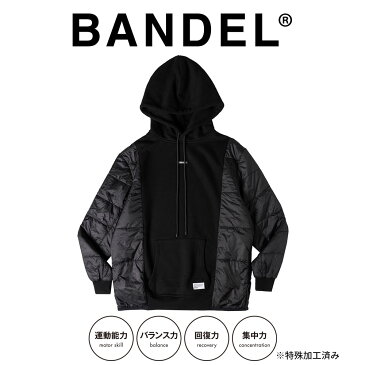 【着後レビューでBANDELグッズ！】BANDEL バンデル ジャケット フーディー PADDED SLEEVE HOODIE BG-PCHD001 BLACK ブラックプルオーバー トップス パーカー ゴルフ GOLF 長袖 シリコンワッペン メンズ 男性シンプル