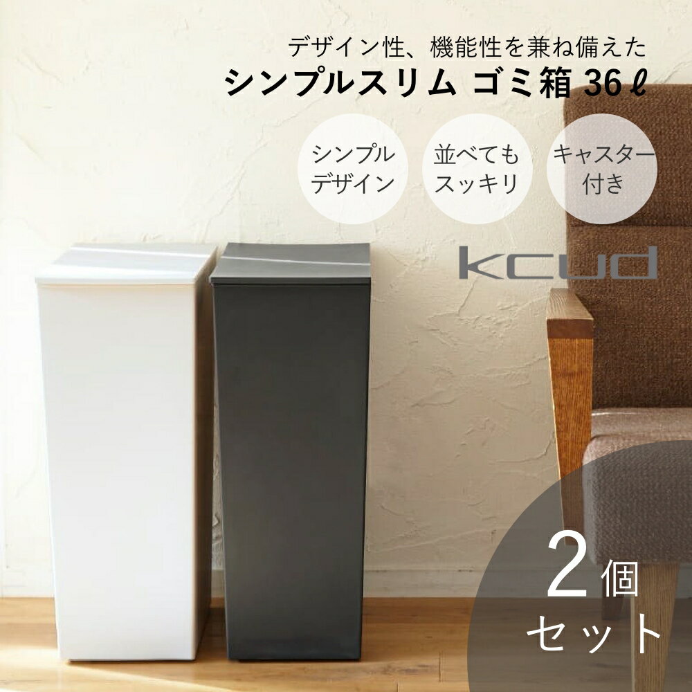 【レビュー特典】kcud クード シンプルスリム ゴミ箱 36L(45Lゴミ袋対応) ダストボックス 選べる 2個セット 岩谷マテリアル I'MD アイムディー フタ付 キャスター付 分別 台所 キッチン 縦型 おしゃれ 引っ越し 新生活