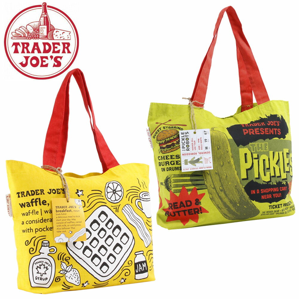 【SS中10％OFF】TRADER JOE'S トレーダージョーズ ブレークファースト ピクルス コットン エコバッグコットン100% アメリカ製 BREAKFAST イエロー レッド グリーン 黄 赤 緑 トレジョ 高級スーパー オリジナル バック 海外セレブ 手提げ サスティナブル オシャレ