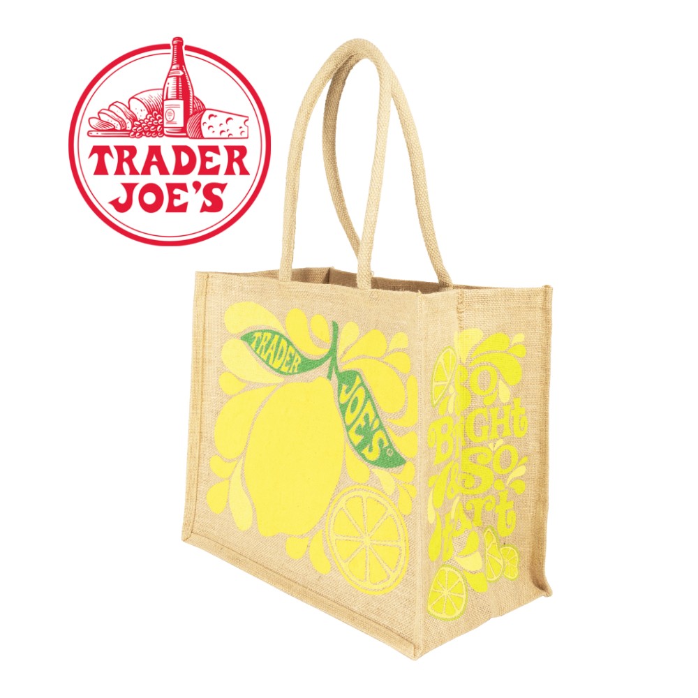 TRADER JOE 039 S トレーダージョーズ JUTE TOTE ジュートトート 麻 Lemon エコバッグトレジョ アメリカ 高級スーパー スーパーマーケット オリジナル バック 買い物袋 海外セレブ 手提げ ベージュ 麻