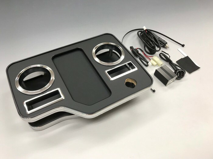 BUSSELL USB急速充電ポート付き フロントセンターコンソールテーブル H200系ハイエース（標準ボディ・ワイドボディ共通）