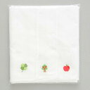 【ガーゼ】【ハンカチ】ガーゼハンカチ 刺繍 クローバ- りんご ツリー 3枚セット