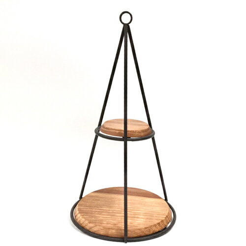 【収納小物】【インテリア雑貨】ディスプレイラック テーブルラック 2段 円錐 ブラウン