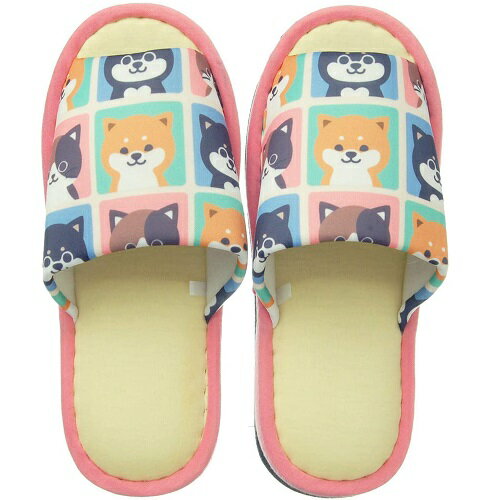 【スリッパ】犬柄スリッパ 前開き M 外縫い 柴犬 フレンズヒル friends hill しばたくん くろやなぎちゃん みやけちゃんのサムネイル