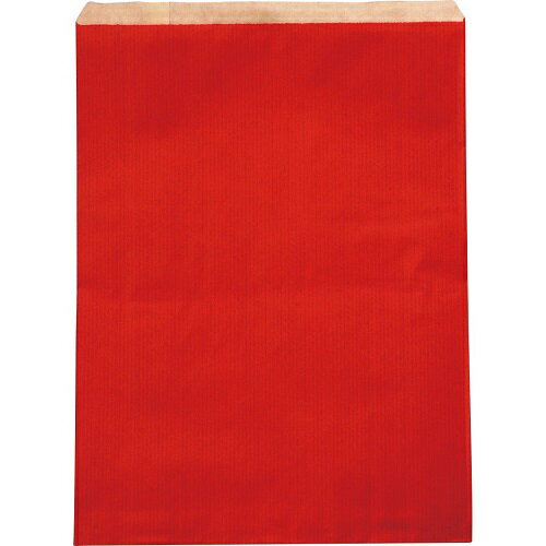【ラッピング袋】【ギフト袋】紙袋 平袋 カラー 赤 平袋 ベロ付き 筋入 無地 A4サイズが入る 約25×33cm