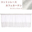 【カフェカーテン】【カーテン】カフェカーテン コットンレース フラワー刺繍 巾150×丈45cm アイボリー