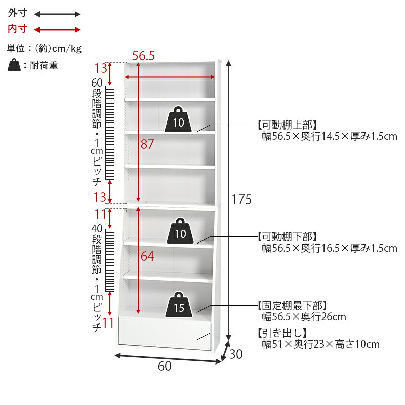 ブックラック 本棚 書棚 シェルフ 1cm調整 オープンラック RCC-1906S 『ブックラック【幅60 ハイタイプ】』 【送料:北海道1500円・沖縄・離島は別途運賃かかります】