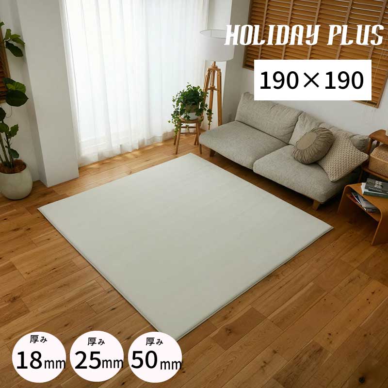 Rakuten - ラグ 高反発 ウレタン 撥水 防音 厚み3種類 「高反発ウレタンラグ■ホリデープラス■【190×190】」 【送料：北海道800円・沖縄・離島は別途運賃かかります】