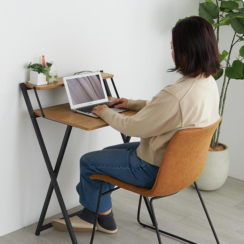 Rakuten - デスク 机 シンプル 折り畳み 棚 コンパクト 1031368 『棚付き 折り畳みデスク■ダッパー■※デスクのみの販売です。チェア・小物等は含まれません』 【送料：北海道1500円・沖縄・離島は別途運賃かかります】