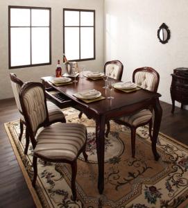 【16日20時～★P5倍&最大1500円クーポン】テイストファニチャー（ダイニングシリーズ） ヨーロピアンクラシックデザイン アンティーク調ダイニング 5点セット(テーブル+チェア4脚) W150