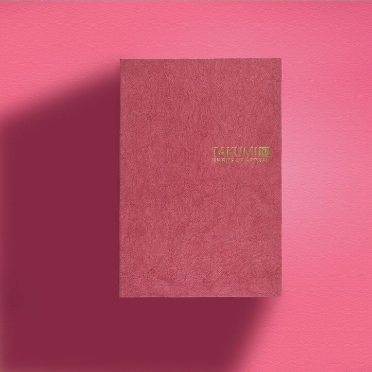 TAKUMI ゴールド A6 和紙ノートブック　紅梅