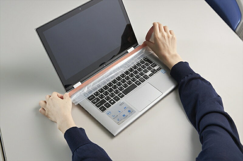 【法人・個人事業主様限定】抗菌マルチOAカバー 60個セット | パソコンカバー pcカバー キーボードカバー ノートパソコン ノートpc キーボード カバー 銀イオン マルチカバー 便利グッズ 便利 オフィス 業務用 会社 柿渋 学校 フィルム シート inter-japan-10070959 インターショップ サンプル画像2