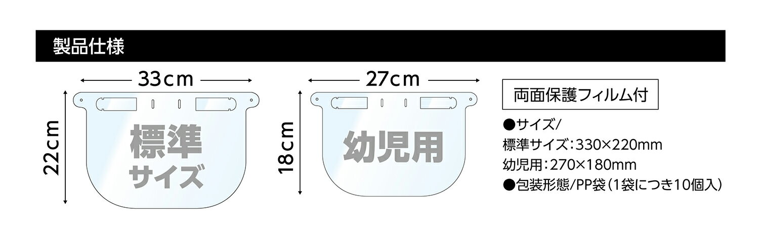 【法人・個人事業主様限定】 クリアシート・フェイスシールド幼児用（10枚組） 51579 3