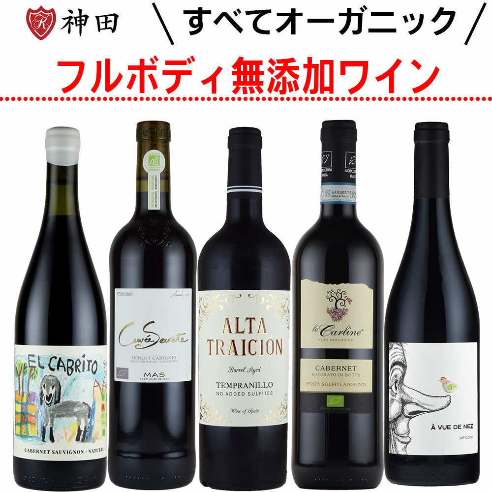 酸化防止剤 無添加 オーガニック フルボディ 赤 ワイン 5本セット ナチュラルワイン 送料無料 父の日 SO2無添加