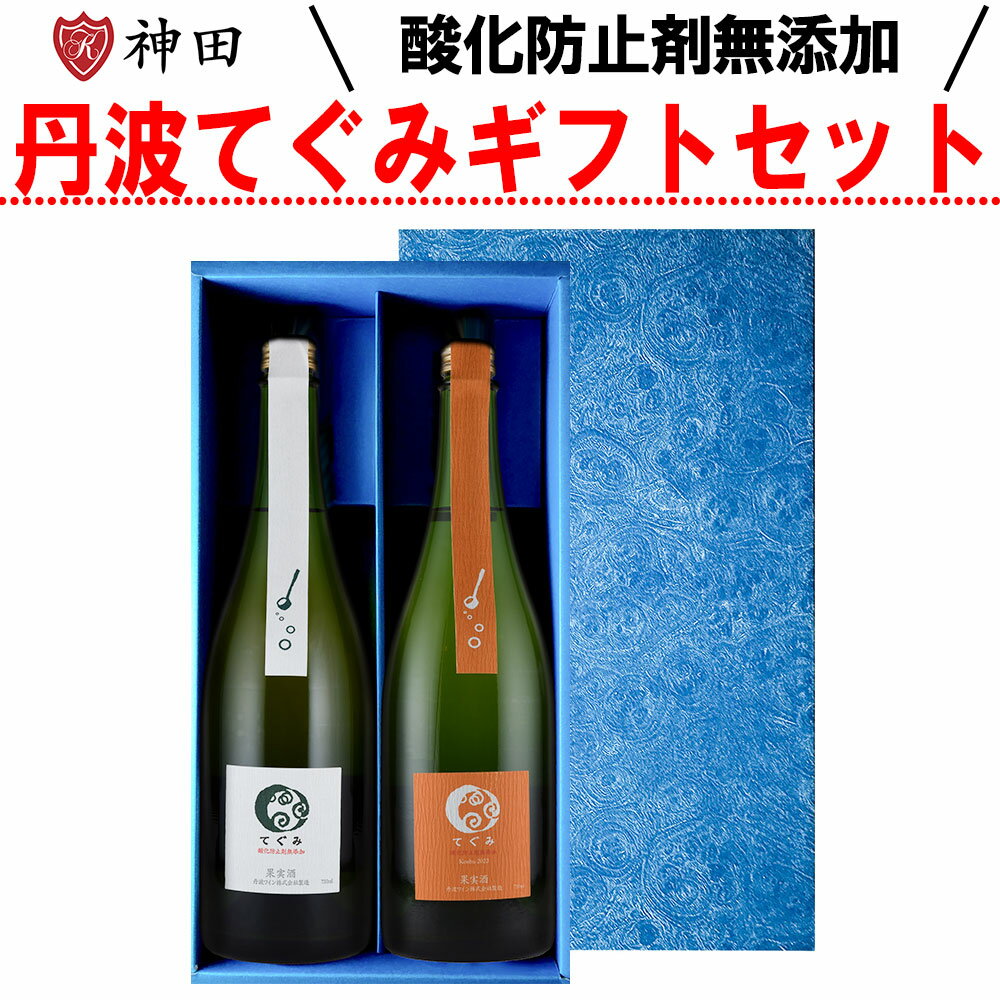 酸化防止剤無添加 丹波 ワイン てぐみ 2本ギフト 微発泡 白 京都 送料無料 750mlx2本 父の日