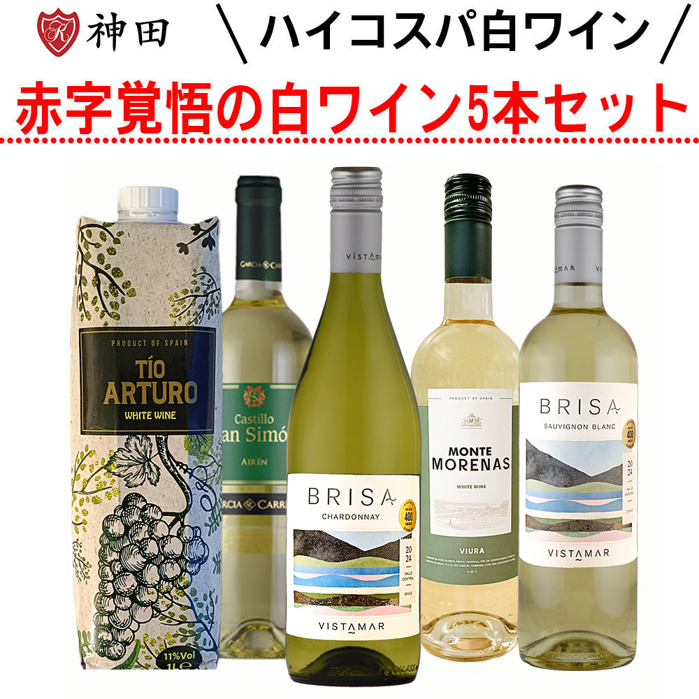 白ワイン 辛口 白ワインセット 送料無料 ワイン 飲み比べ デイリーワイン 5本…
