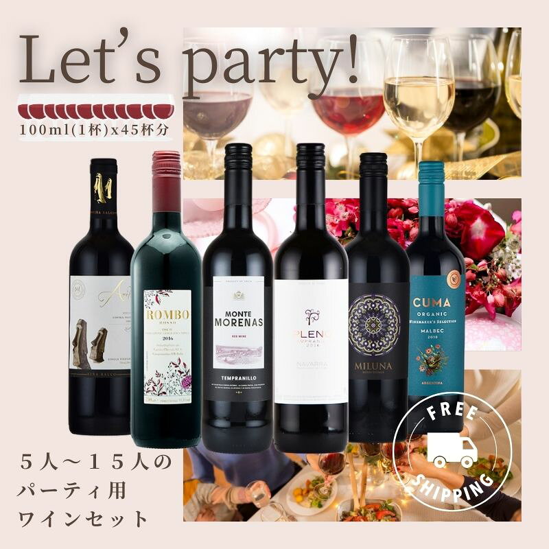 ワインセット 送料無料 パーティ 6本 飲み比べ 大人数 赤ワイン お中元 inter-mic-10000815 ワイン・日本酒の神田商店 サンプル画像2