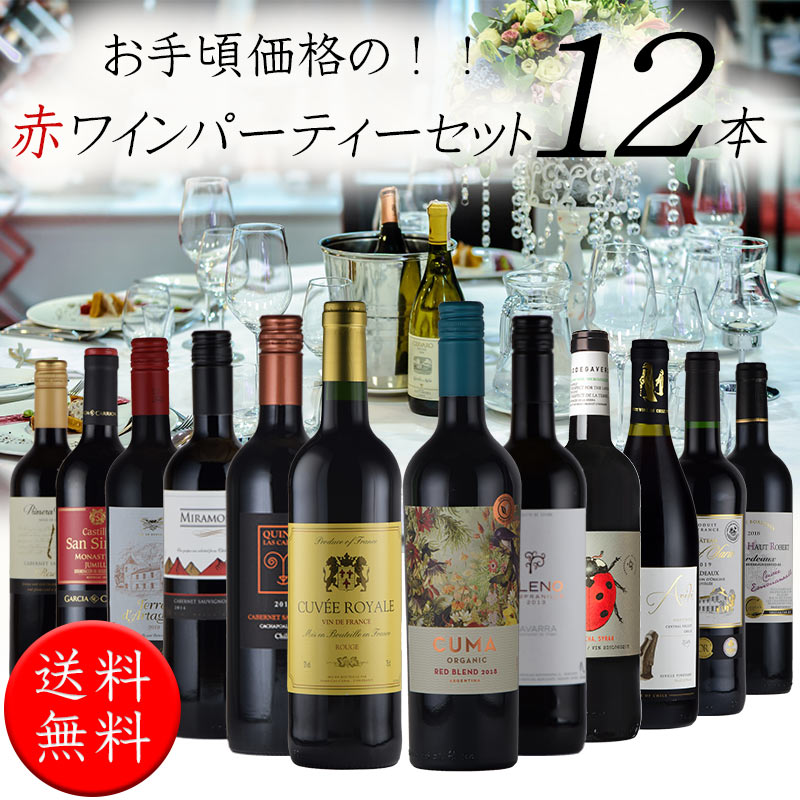 赤ワインセット 12本 送料無料 パーティセット お中元