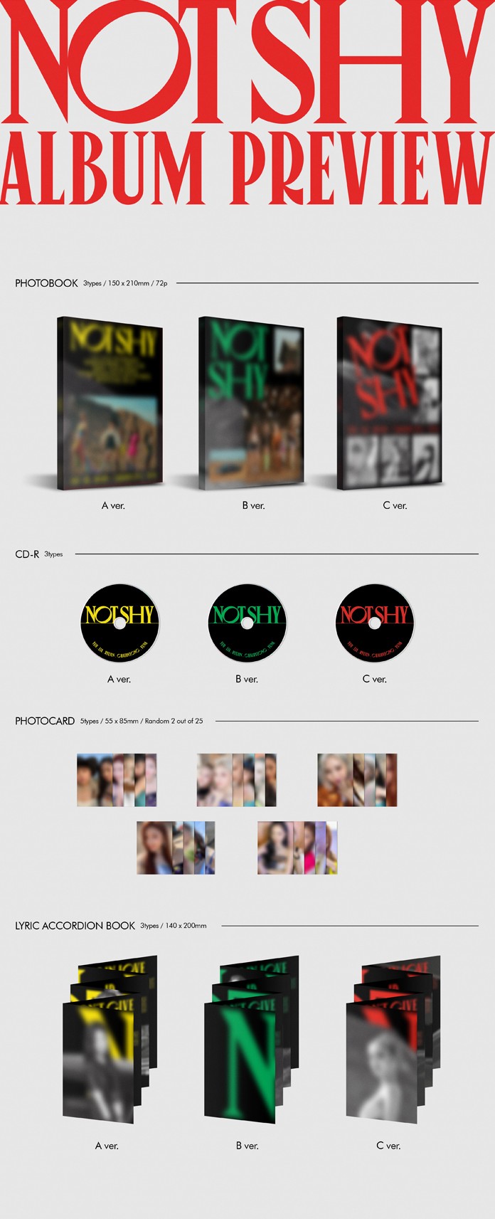 ITZY - 3rd Mini Album 「NOT SHY」 イッジ イェジ リア リュジン チェリョン ユナ MIDZY ミッジ JYPエンターテインメント KPOP 韓国盤 送料無料