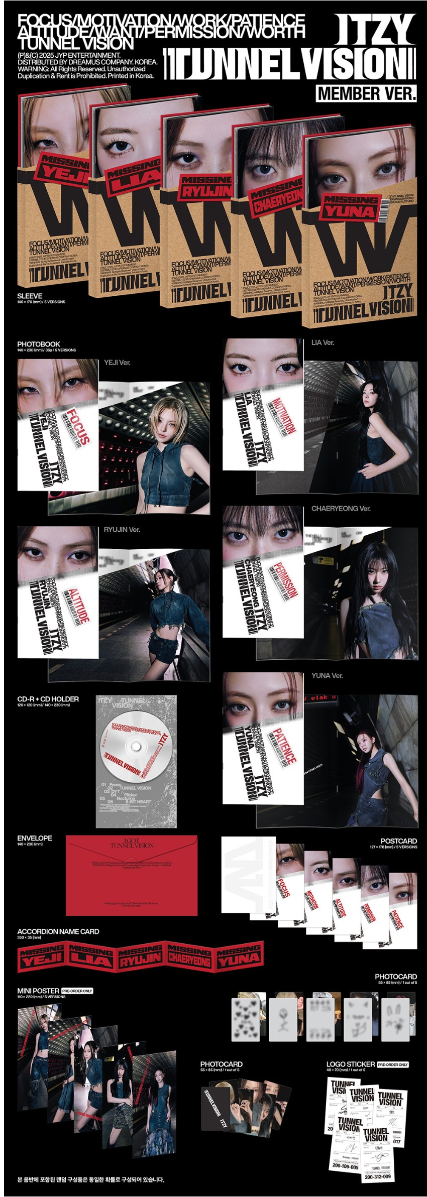 ITZY - 11th Mini Album 「TUNNEL VISION」 (Member Ver.) イッジ イッチ イェジ ...