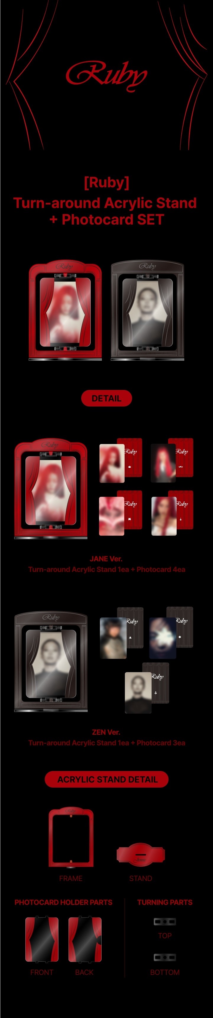 JENNIE - 【Ruby】 Turn-around Acrylic Stand + Photocard SET ジェニ ブラックピ...