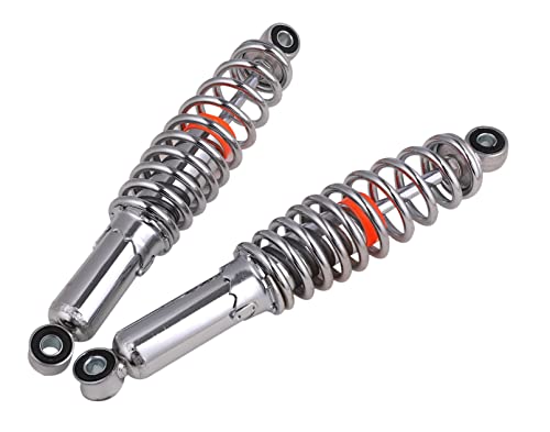 バイク用 リア サスペンション 左右セット 250mm メッキ ローダウン シャコタン スプリング 5段階調整可 モンキー ダックス スーパーカブ リトルカブ 等 汎用