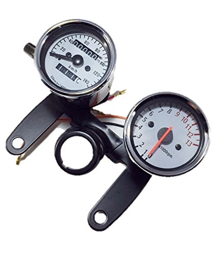 電気式 タコメーター & 機械式 スピード メーター セット 60mm ステー 金具 付 バイク 用 カスタム パーツ モンキー ゴリラ 等 汎用のサムネイル