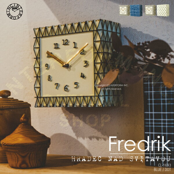 【インターフォルム公式】 掛け時計 フレドリク Fredrik | 壁掛け時計 時計 おしゃれ かわいい スイープ 静か 無音 壁時計 ウォールクロック 置き時計 北欧 ナチュラル ポップ リビング ダイニング 寝室 一人暮らし 子供部屋 インテリア ギフト お祝い ブルー 四角 陶器のサムネイル