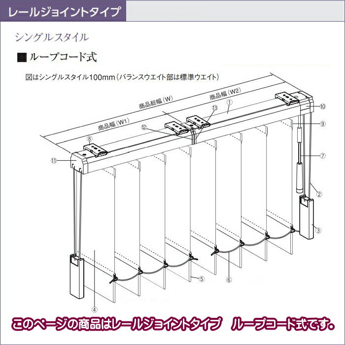 縦型ブラインドバーチカルニチベイアルペジオ(レールジョイントタイプ)シャロル(100mm)シングルスタイルループコード式幅160.5~200cmX高さ201~250cmまで