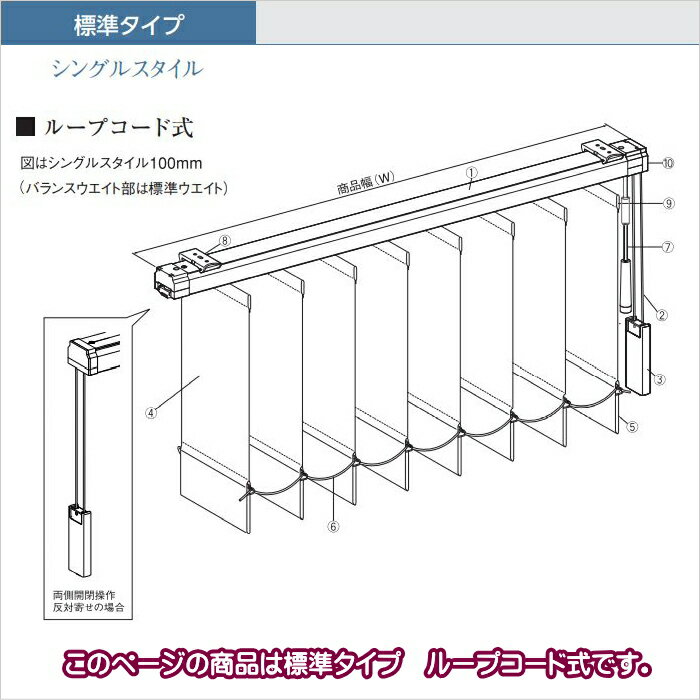 縦型ブラインドバーチカルニチベイアルペジオ(レールジョイントタイプ)アエル(100mm)シングルスタイルループコード式幅320.5~360cmX高さ121~160cmまで