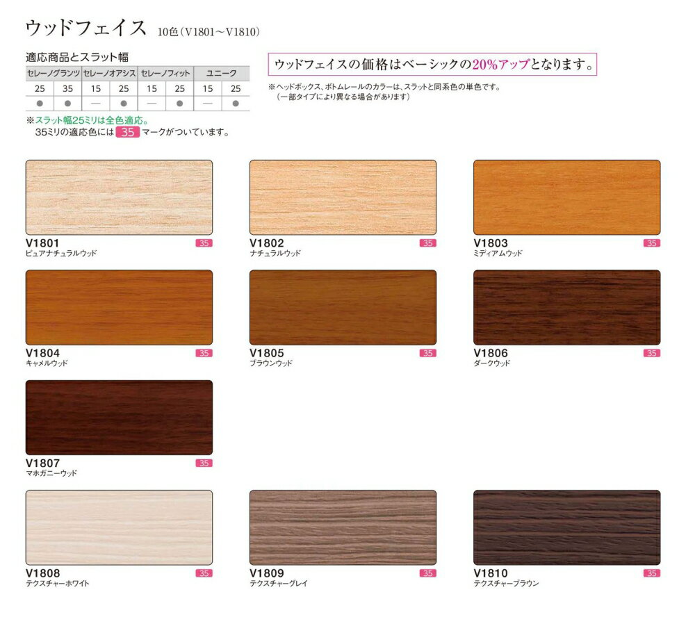 ブラインドニチベイ25mmスラット耐水オーダーブラインドセレーノオアシス25(ウッドフェイス)標準タイプ幅261~280cmX高さ201~220cmまで