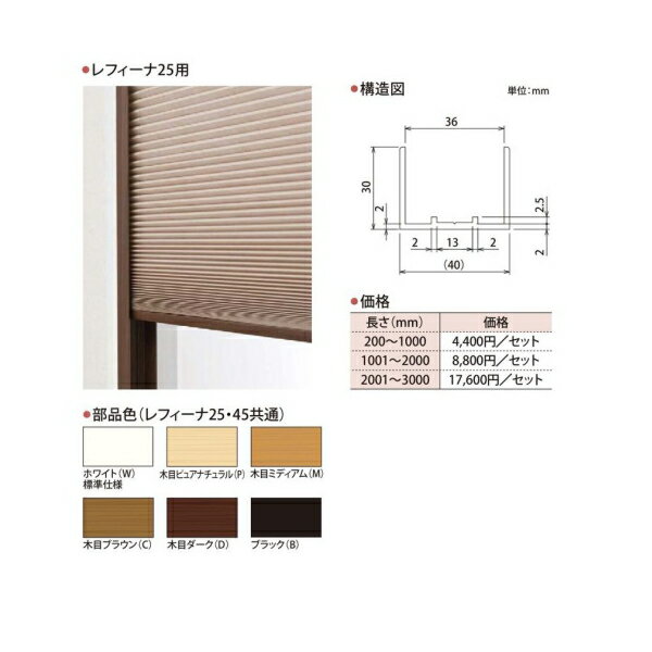 ハニカムスクリーン レフィーナ25専用 オプションフレーム 長さ101〜200cmまで(2本セット)※本体と同時購入に限ります