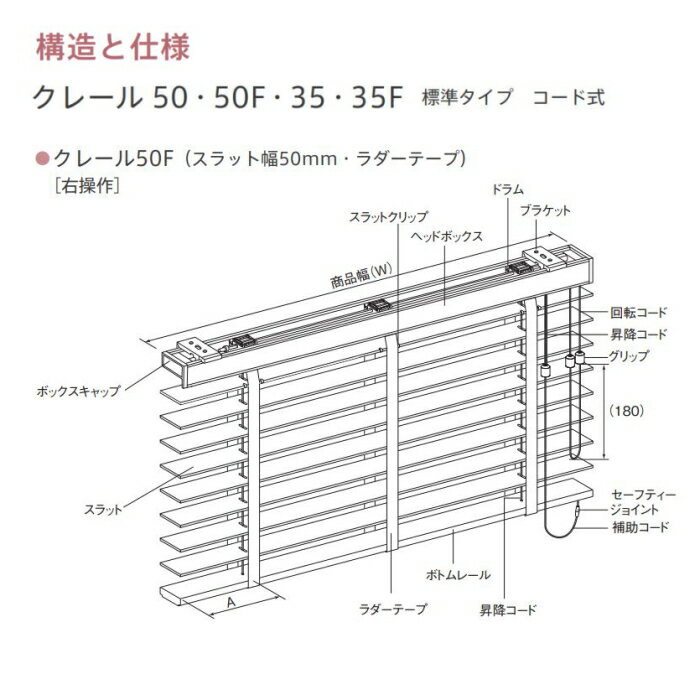 木製ブラインド ニチベイ クレール35F 標準タイプ コード式（ラダーテープ仕様） NK001・005・009～015 幅25～29cmX高さ101～120cmまで 3