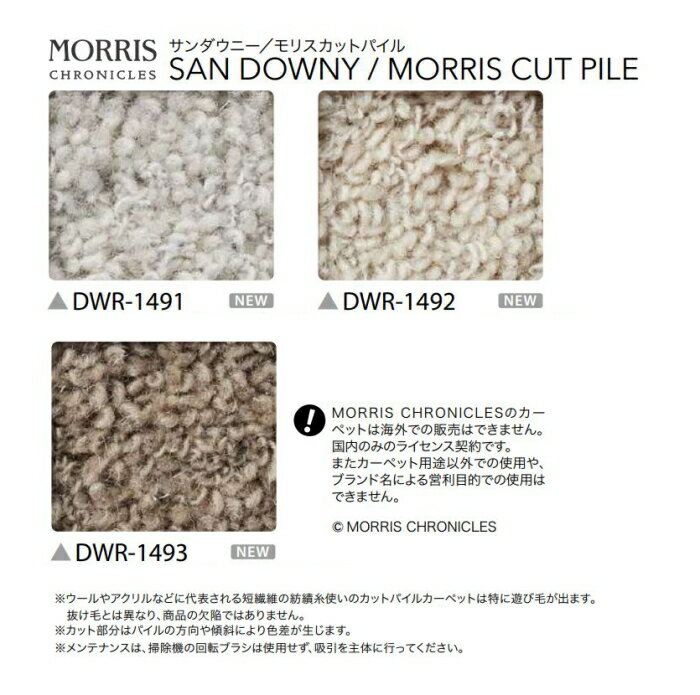 カーペット 4畳 サンゲツ 防炎 制電 防ダニ 抗菌 ウール100% サンダウニー・モリスカットパイル 江戸間4帖 176cmX352cm※時間指定不可商品