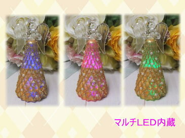 LEDガラスエンジェルゴールドS【クリスマス　ギフト】【ロココ】【妖精　フェアリー　妖精雑貨　フェアリー雑貨】【天使　エンジェル　天使雑貨　エンジェル雑貨】【薔薇　ばら　バラ】a1