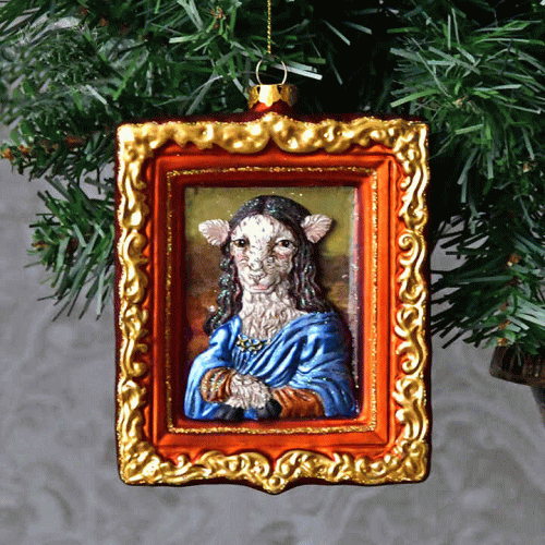 アート グラス オーナメント モナリザレオナルド・ダ・ヴィンチ モナ・リザ アートフレーム アニマルモチーフ クリスマス オーナメント クリスマスツリー 飾り インテリア ディスプレイ クラシカル オシャレ エレガント 大人