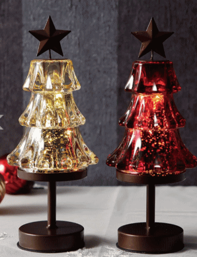 アンティーク調にペイントを施したガラスツリーに、アイアンの星とスタンドを合わせたヴィンテージ感のあるLEDライト付きのツリーオブジェ。アンティーク家具やヴィンテージインテリアにも馴染み、上品なシャンパンカラーはクリスマス装飾のアクセントにな...