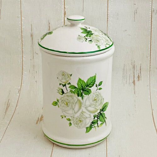 ホワイトローズ　サニタリーポット陶器 トイレポット サニタリー バラ 薔薇 ローズ 華やか 上品 エレガ..